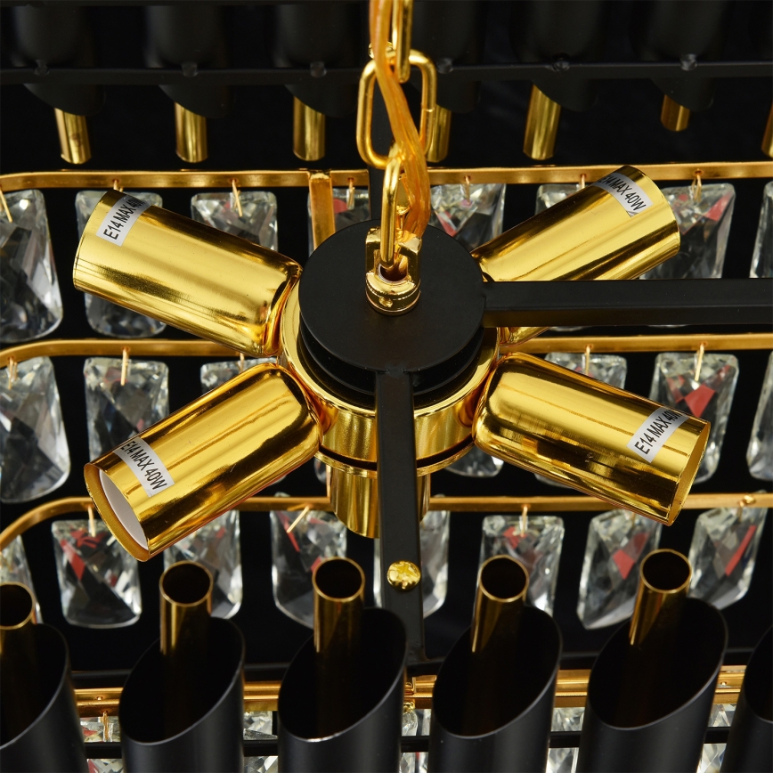 Brilagi - Lustra uz ķēdes ECLIPSE 10xE14/10W/230V 78x28 cm melna/zeltaina