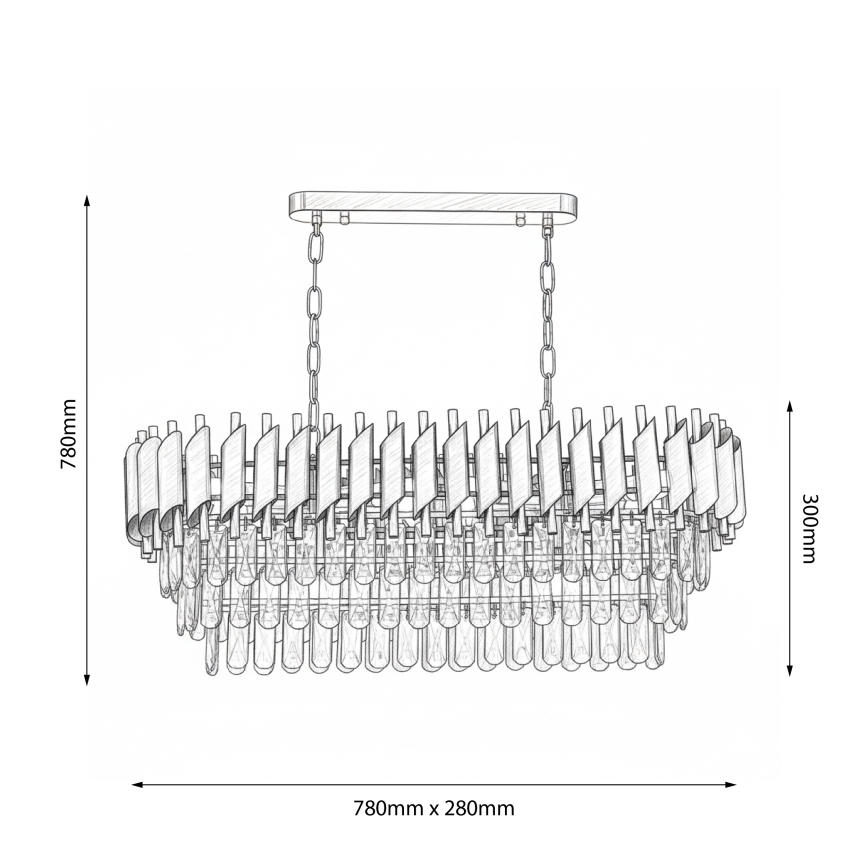 Brilagi - Lustra uz ķēdes ECLIPSE 10xE14/10W/230V 78x28 cm melna/zeltaina