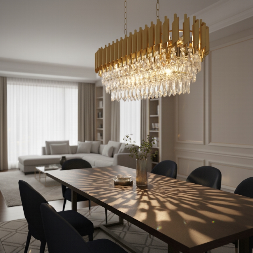 Brilagi - Lustra uz ķēdes ECLIPSE 10xE14/10W/230V 78x28 cm zeltaina