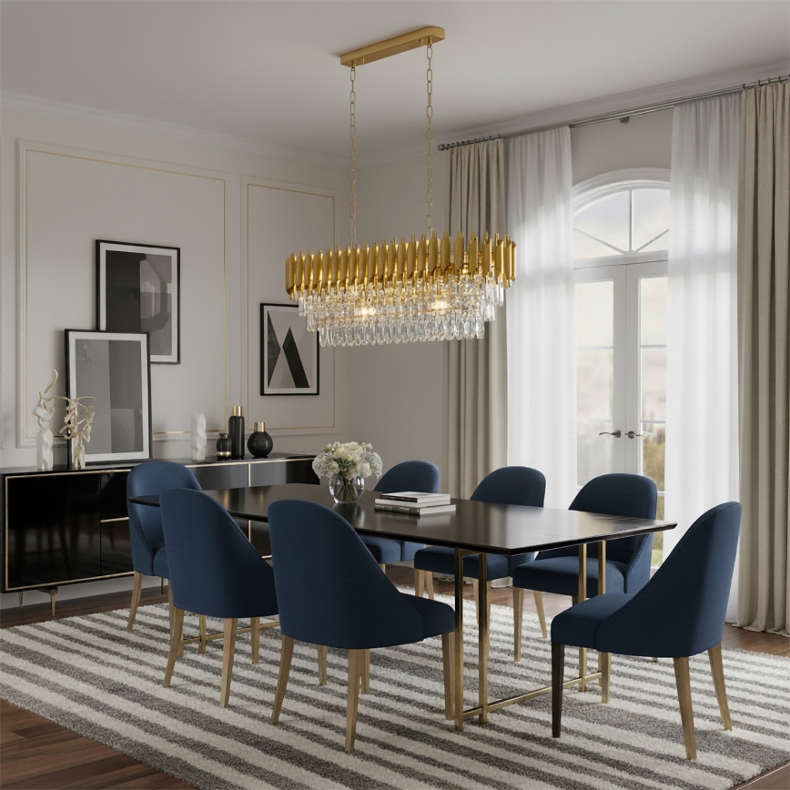 Brilagi - Lustra uz ķēdes ECLIPSE 10xE14/10W/230V 78x28 cm zeltaina