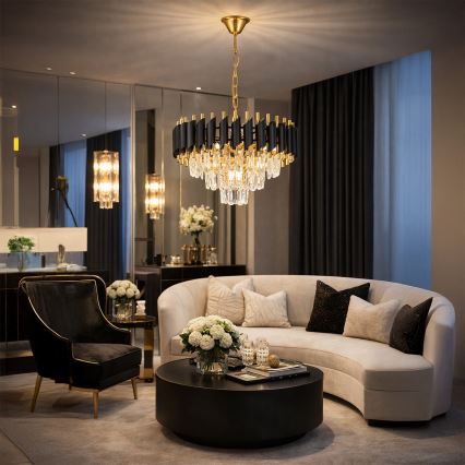 Brilagi - lustra uz ķēdes ECLIPSE 5xE14/10W/230V Ø 38 cm melna/zelta