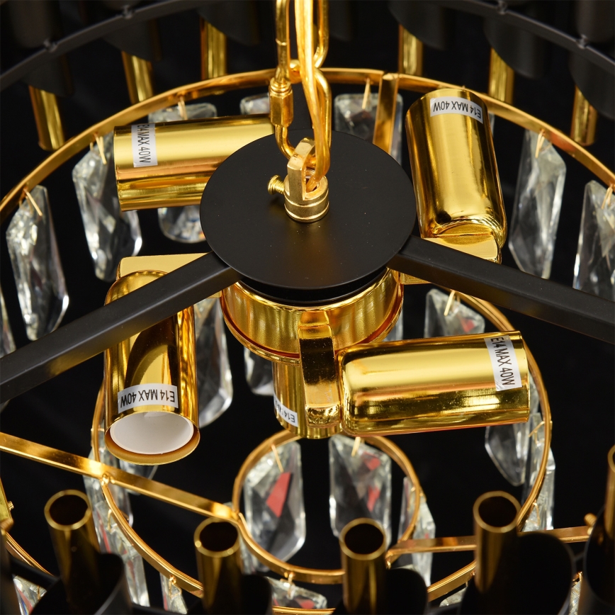 Brilagi - lustra uz ķēdes ECLIPSE 5xE14/10W/230V Ø 38 cm melna/zelta