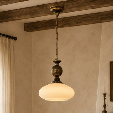 BRILAGI - Lustra uz ķēdes MOLLERO 1xE27/15W/230V Ø 24 cm bronza/patina