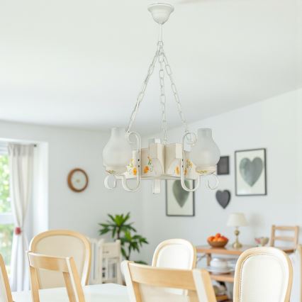 Brilagi - Lustra uz ķēdes QUEEN 3xE14/40W/230V buk/krēmkrāsa