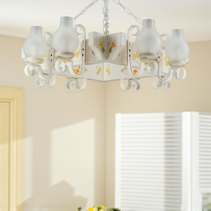 Brilagi - lustra uz ķēdes QUEEN 8xE14/40W/230V buka/krēmkrāsas