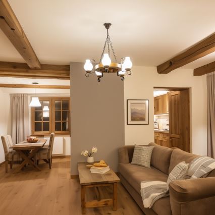 Brilagi - lustra uz ķēdes ROATA 5xE14/40W/230V Ø 50 cm buka/valrieksts