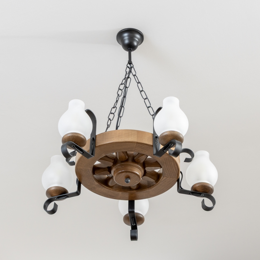 Brilagi - lustra uz ķēdes ROATA 5xE14/40W/230V Ø 50 cm buka/valrieksts