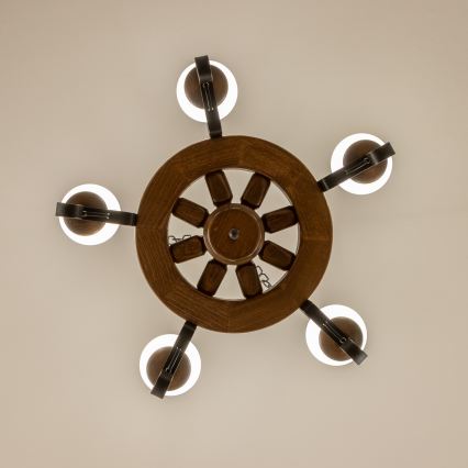 Brilagi - lustra uz ķēdes ROATA 5xE14/40W/230V Ø 50 cm buka/valrieksts