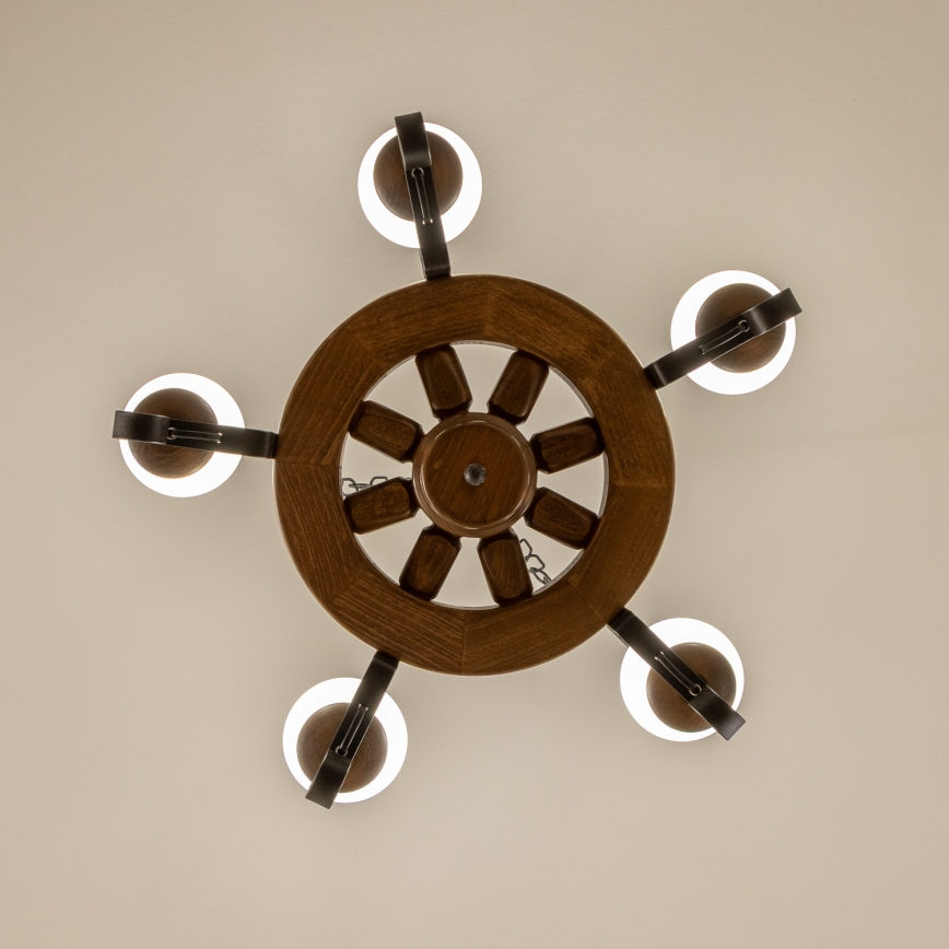 Brilagi - lustra uz ķēdes ROATA 5xE14/40W/230V Ø 50 cm buka/valrieksts