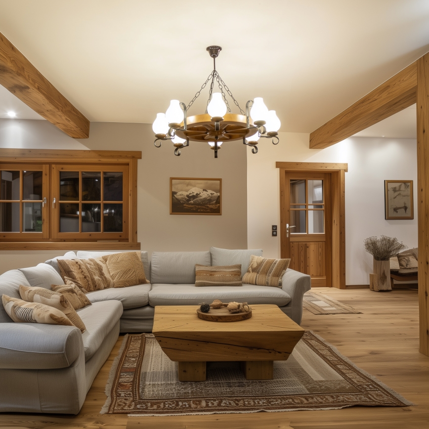 Brilagi - Lustra uz ķēdes ROATA 8xE14/40W/230V diam. 70 cm buks/valrieksts