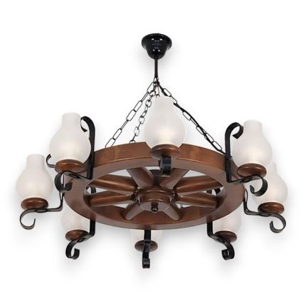 Brilagi - Lustra uz ķēdes ROATA 8xE14/40W/230V diam. 70 cm buks/valrieksts