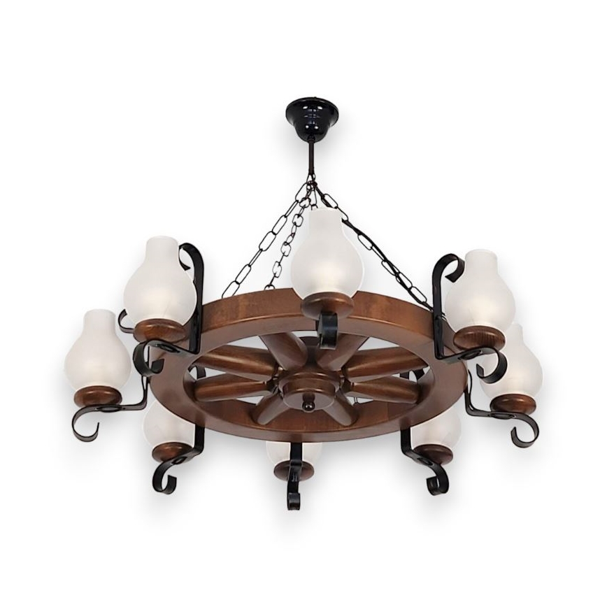 Brilagi - Lustra uz ķēdes ROATA 8xE14/40W/230V diam. 70 cm buks/valrieksts