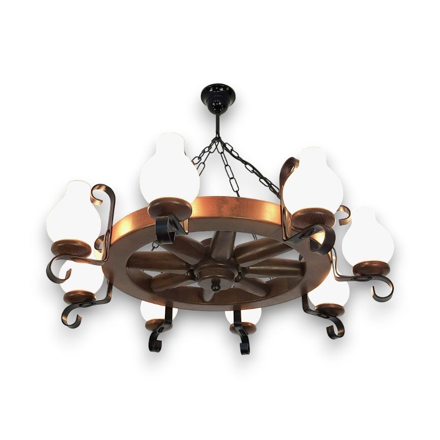 Brilagi - Lustra uz ķēdes ROATA 8xE14/40W/230V diam. 70 cm buks/valrieksts