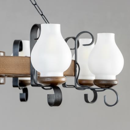 Brilagi - Lustra uz ķēdes ROATA 8xE14/40W/230V diam. 70 cm buks/valrieksts