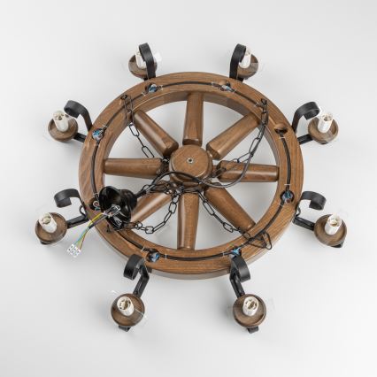 Brilagi - Lustra uz ķēdes ROATA 8xE14/40W/230V diam. 70 cm buks/valrieksts