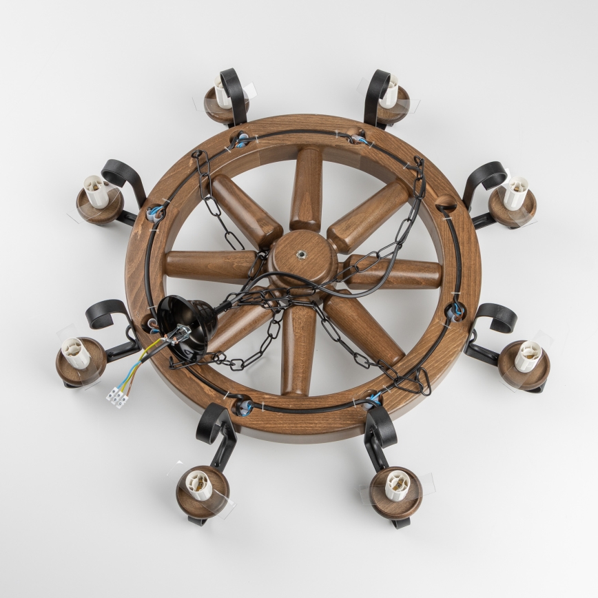 Brilagi - Lustra uz ķēdes ROATA 8xE14/40W/230V diam. 70 cm buks/valrieksts