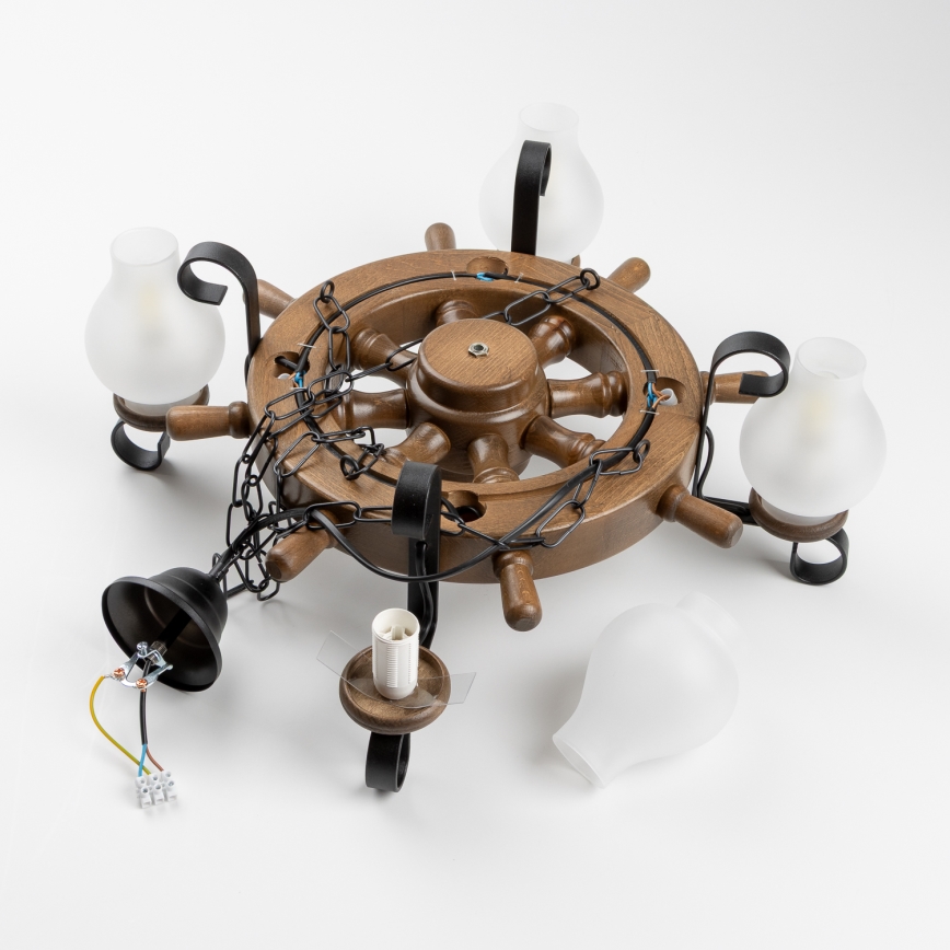 Brilagi - Lustra uz ķēdes TIMONA 4xE14/40W/230V pr. 50 cm buk/ořech