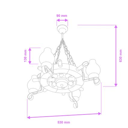 Brilagi - Lustra uz ķēdes TIMONA 4xE14/40W/230V pr. 50 cm buk/ořech