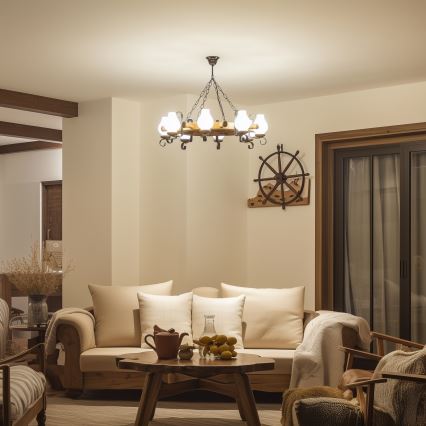 Brilagi - Lustra uz ķēdes TIMONA 8xE14/40W/230V Ø 70 cm buks