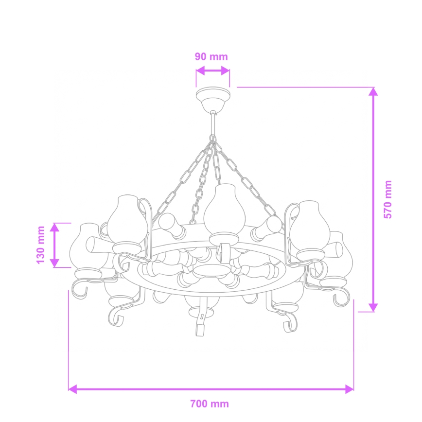 Brilagi - Lustra uz ķēdes TIMONA 8xE14/40W/230V Ø 70 cm buks