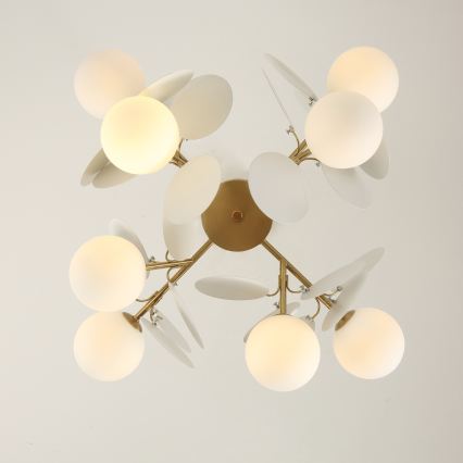 Brilagi - Lustra uz stieņa BALMO 8xG9/9W/230V Ø 60 cm zelta/balta