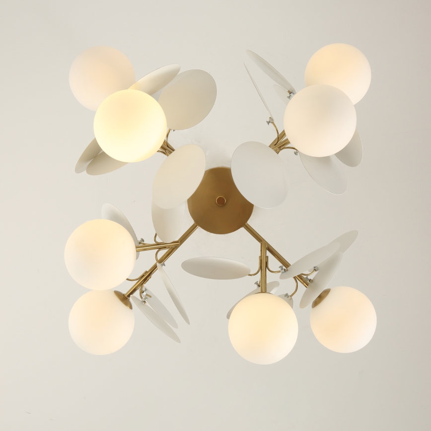 Brilagi - Lustra uz stieņa BALMO 8xG9/9W/230V Ø 60 cm zelta/balta