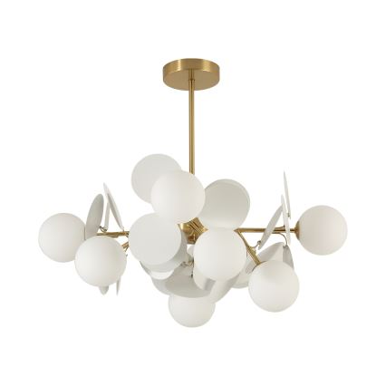 Brilagi - Lustra uz stieņa BALMO 8xG9/9W/230V Ø 60 cm zelta/balta