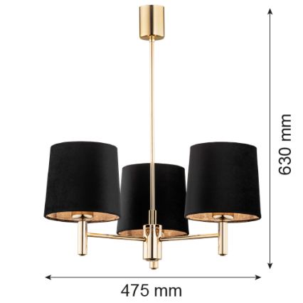 Brilagi - Lustra uz stieņa MONTE 3xE27/15W/230V melna/zelta