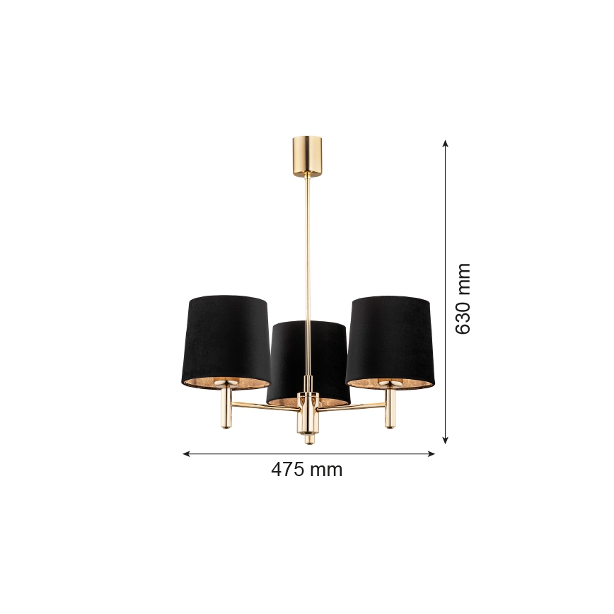 Brilagi - Lustra uz stieņa MONTE 3xE27/15W/230V melna/zelta