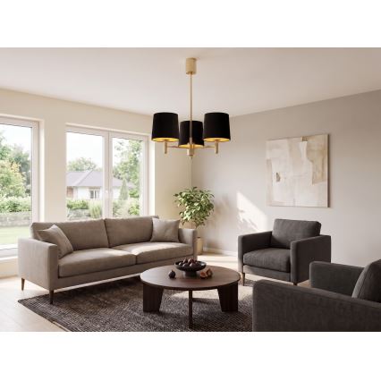 BRILAGI - Lustra uz stieņa MONTE 3xE27/60W/230V melna/zelta