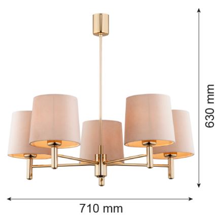 Brilagi - lustra uz stieņa MONTE 5xE27/15W/230V bēša/zelta