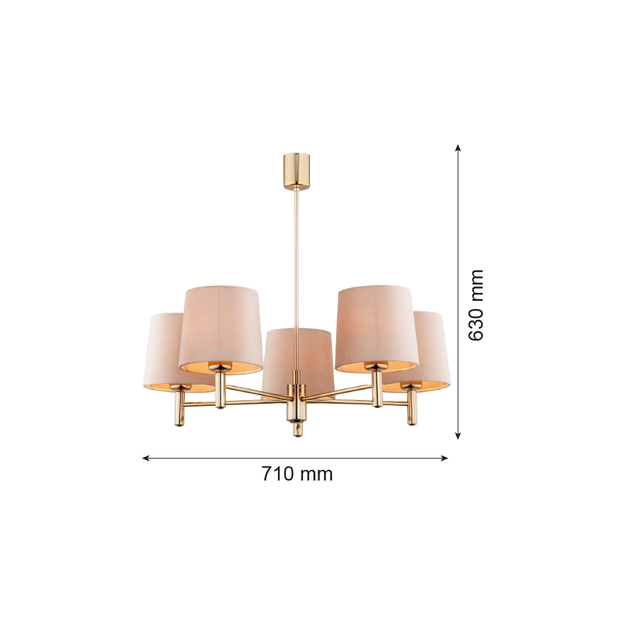 Brilagi - lustra uz stieņa MONTE 5xE27/15W/230V bēša/zelta