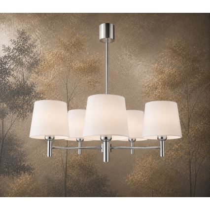 Brilagi - lustra uz stieņa MONTE 5xE27/15W/230V krēmkrāsains/spīdīgs hroms