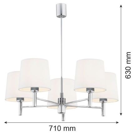 Brilagi - lustra uz stieņa MONTE 5xE27/15W/230V krēmkrāsains/spīdīgs hroms