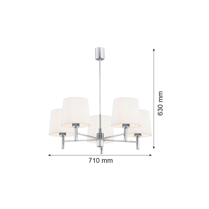 Brilagi - lustra uz stieņa MONTE 5xE27/15W/230V krēmkrāsains/spīdīgs hroms