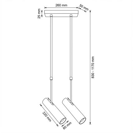 BRILAGI - Lustra uz stieņa SELE 2xGU10/30W/230V balta