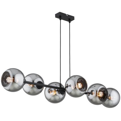 Brilagi - Lustra uz stieples DIOR 6xE27/60W/230V melna/dūmakaini pelēka