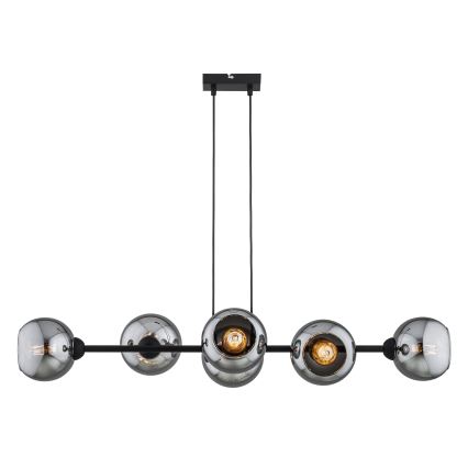 Brilagi - Lustra uz stieples DIOR 6xE27/60W/230V melna/dūmakaini pelēka