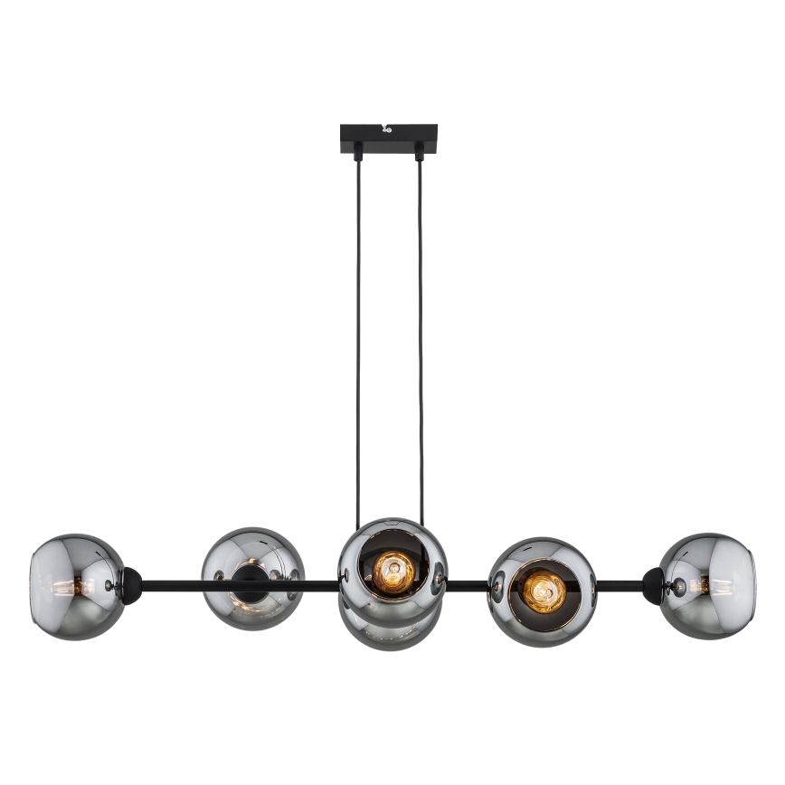 Brilagi - Lustra uz stieples DIOR 6xE27/60W/230V melna/dūmakaini pelēka