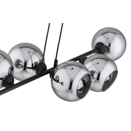 Brilagi - Lustra uz stieples DIOR 6xE27/60W/230V melna/dūmakaini pelēka
