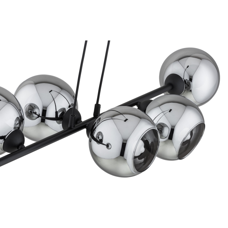 Brilagi - Lustra uz stieples DIOR 6xE27/60W/230V melna/dūmakaini pelēka