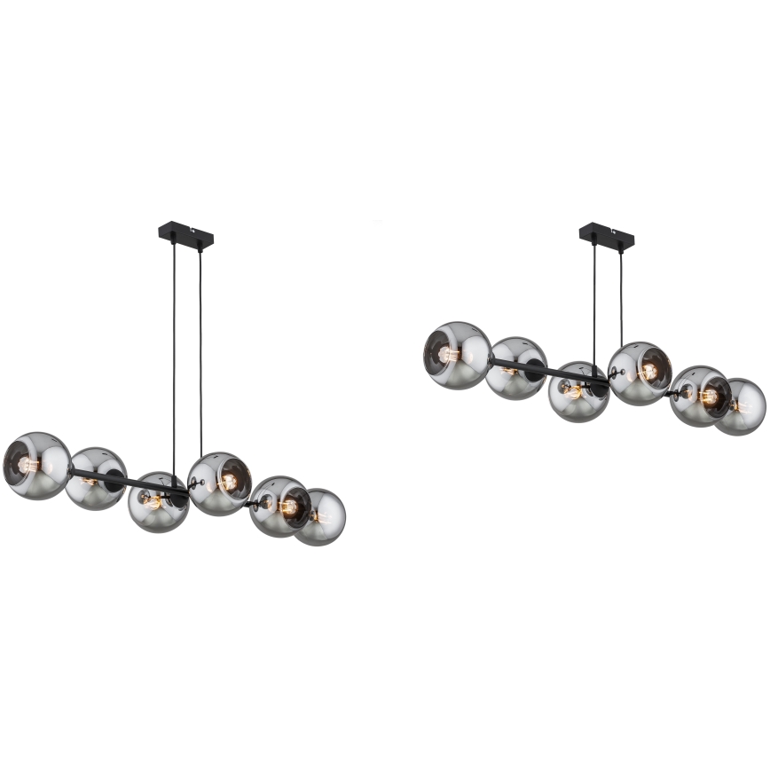 Brilagi - Lustra uz stieples DIOR 6xE27/60W/230V melna/dūmakaini pelēka