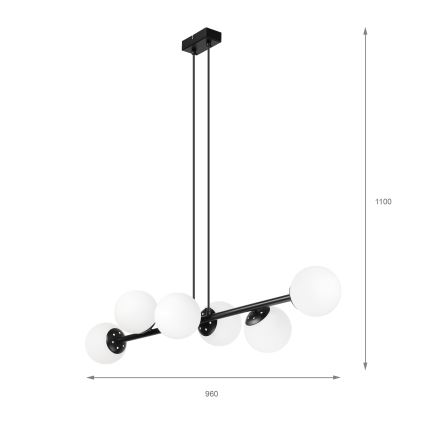 Brilagi - Lustra uz stieples MALONY 6xE14/20W/230V melna