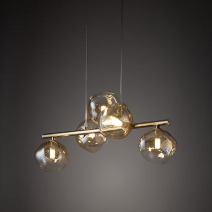 Brilagi - lustra uz stieples VULCANO 5xG9/8W/230V zelta/dūmakaina bēša