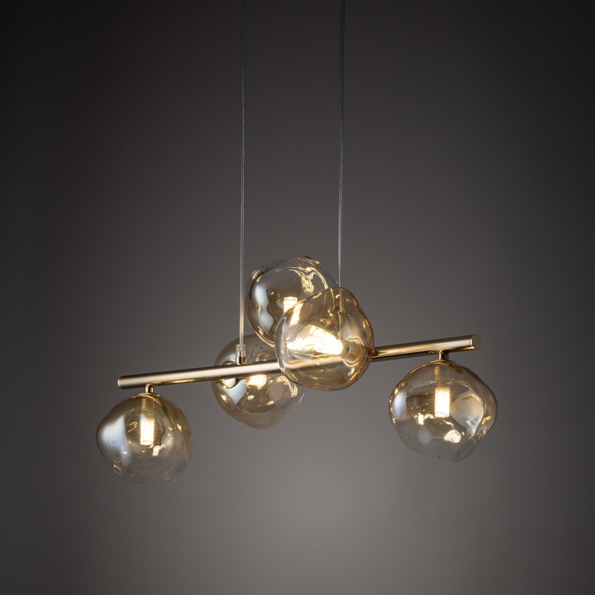 Brilagi - lustra uz stieples VULCANO 5xG9/8W/230V zelta/dūmakaina bēša