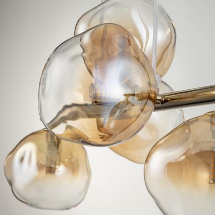 Brilagi - lustra uz stieples VULCANO 5xG9/8W/230V zelta/dūmakaina bēša