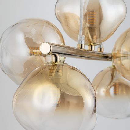 Brilagi - lustra uz stieples VULCANO 5xG9/8W/230V zelta/dūmakaina bēša