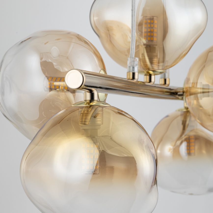 Brilagi - lustra uz stieples VULCANO 5xG9/8W/230V zelta/dūmakaina bēša