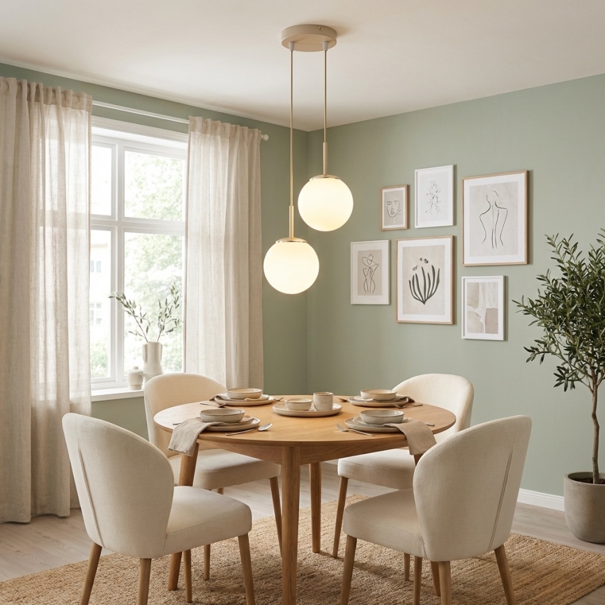 Brilagi - lustra uz troses 2xE27/60W/230V bēša/zelta