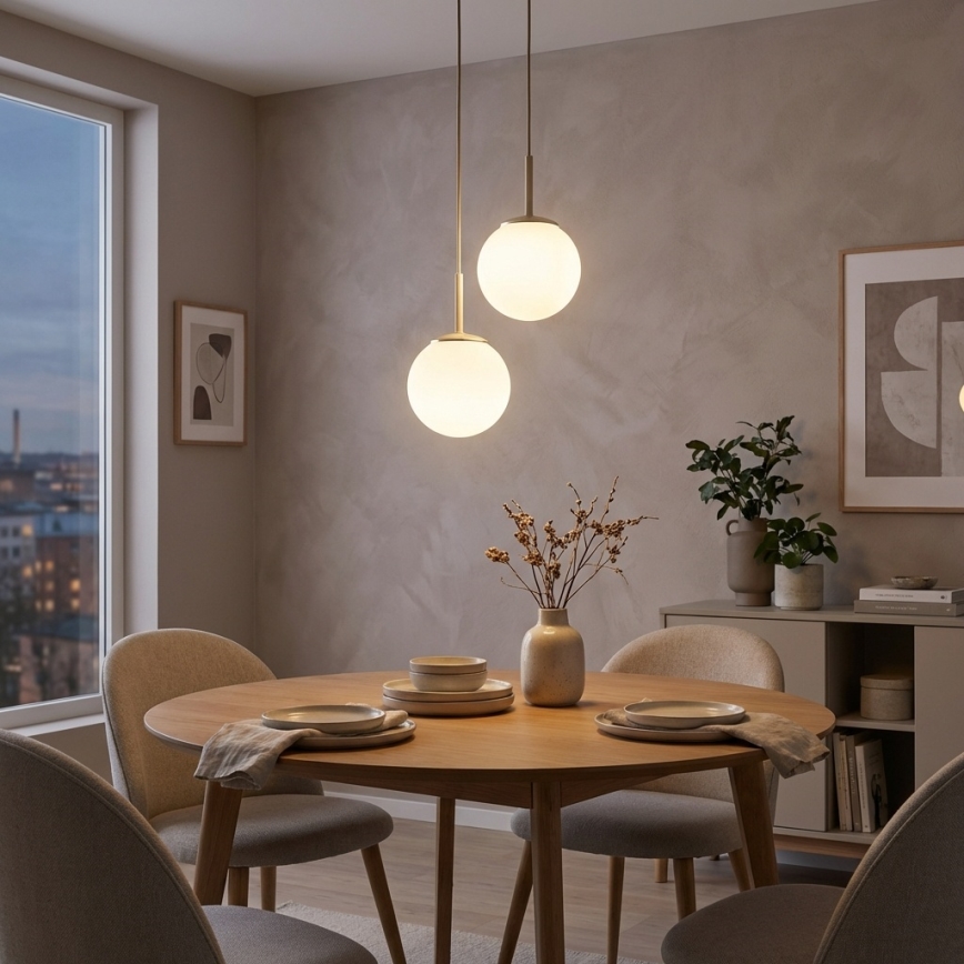 Brilagi - lustra uz troses 2xE27/60W/230V bēša/zelta